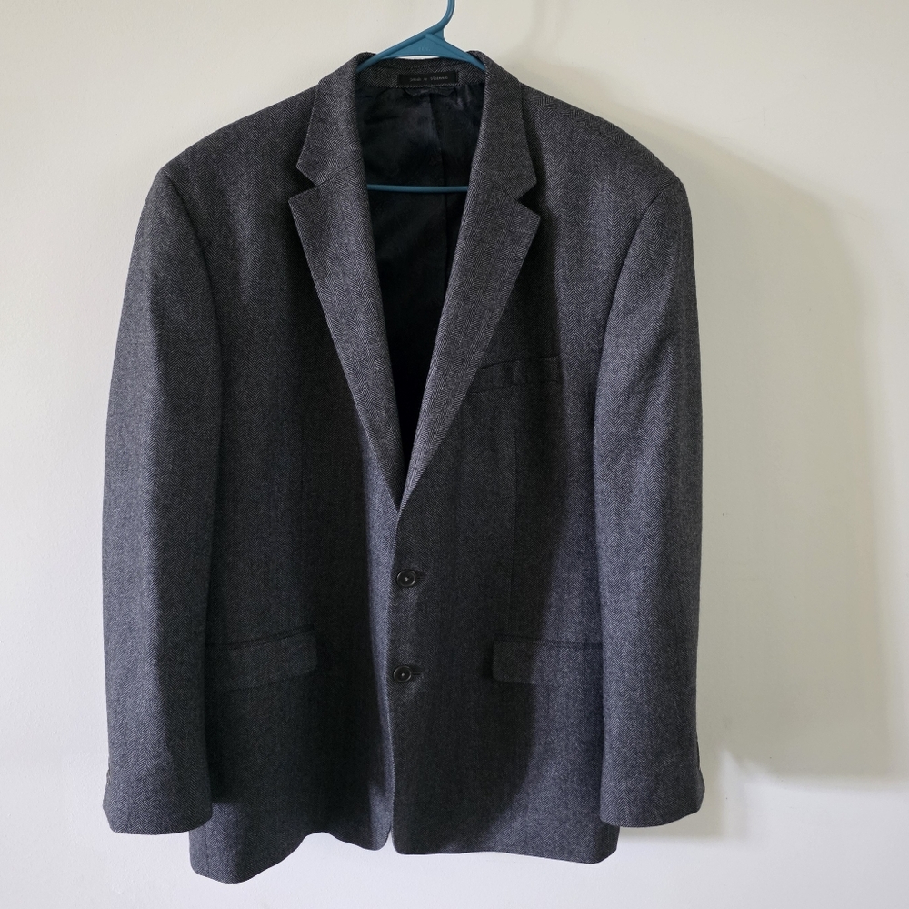 Lauren Ralph Lauren 2 Button Blazer Men 48R Gray Wool Cashmere Business Academia